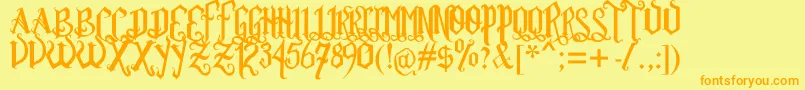 RomFtlGthVrsl Font – Orange Fonts on Yellow Background