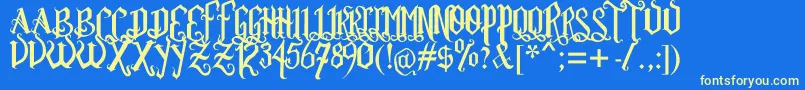 RomFtlGthVrsl Font – Yellow Fonts on Blue Background