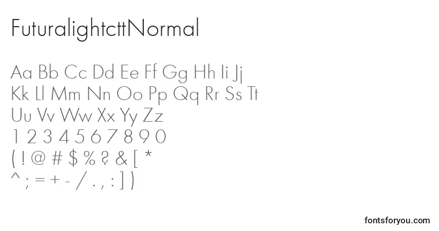 FuturalightcttNormal-fontti – aakkoset, numerot, erikoismerkit