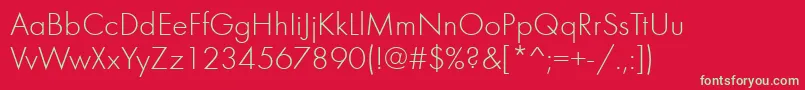 FuturalightcttNormal Font – Green Fonts on Red Background