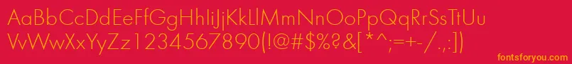 FuturalightcttNormal Font – Orange Fonts on Red Background