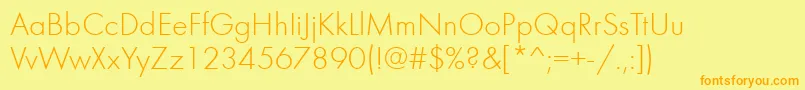 FuturalightcttNormal Font – Orange Fonts on Yellow Background