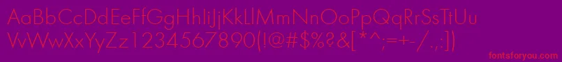 FuturalightcttNormal Font – Red Fonts on Purple Background