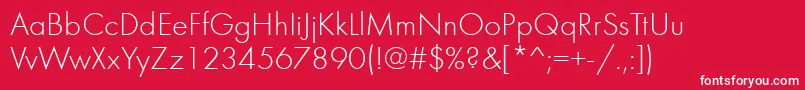 FuturalightcttNormal Font – White Fonts on Red Background