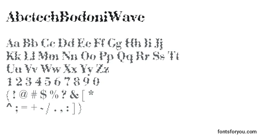 Czcionka AbctechBodoniWave – alfabet, cyfry, specjalne znaki