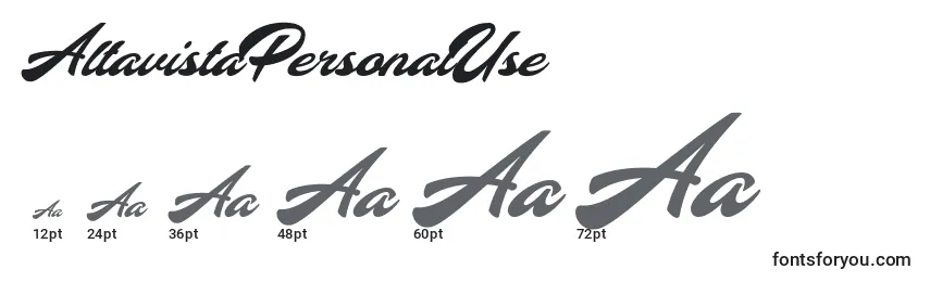 AltavistaPersonalUse Font Sizes