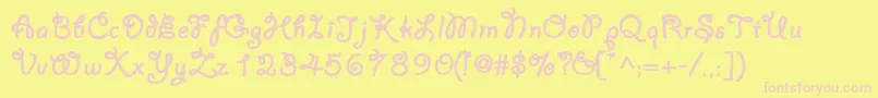Lariat-Schriftart – Rosa Schriften auf gelbem Hintergrund