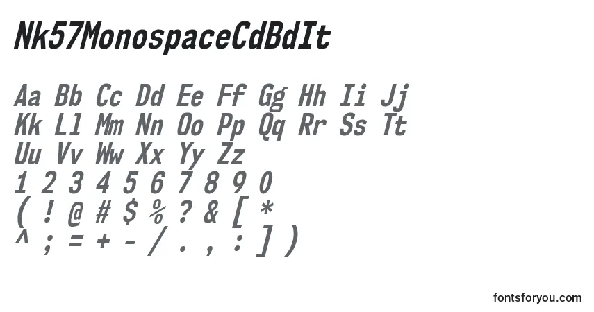 A fonte Nk57MonospaceCdBdIt – alfabeto, números, caracteres especiais