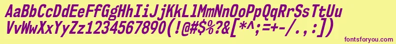 Nk57MonospaceCdBdIt-Schriftart – Violette Schriften auf gelbem Hintergrund