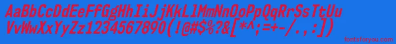 Nk57MonospaceCdBdIt Font – Red Fonts on Blue Background