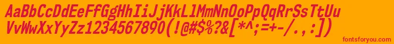 Nk57MonospaceCdBdIt Font – Red Fonts on Orange Background