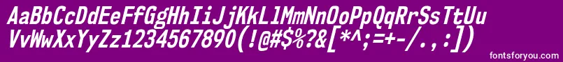 Nk57MonospaceCdBdIt-Schriftart – Weiße Schriften auf violettem Hintergrund