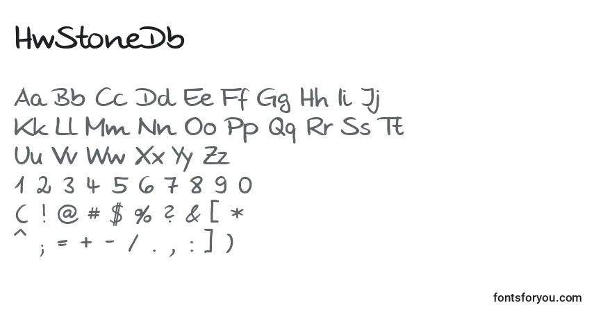Czcionka HwStoneDb – alfabet, cyfry, specjalne znaki