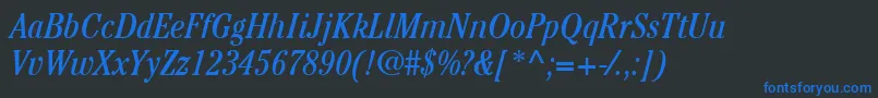 ItcCheltenhamLtBookCondensedItalic Font – Blue Fonts on Black Background