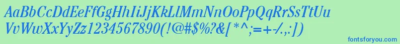 ItcCheltenhamLtBookCondensedItalic Font – Blue Fonts on Green Background