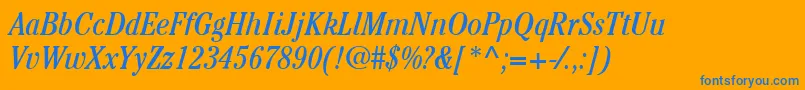 ItcCheltenhamLtBookCondensedItalic Font – Blue Fonts on Orange Background