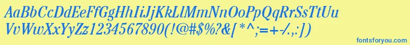ItcCheltenhamLtBookCondensedItalic Font – Blue Fonts on Yellow Background