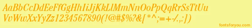 ItcCheltenhamLtBookCondensedItalic Font – Orange Fonts on Yellow Background
