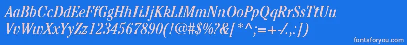 ItcCheltenhamLtBookCondensedItalic Font – Pink Fonts on Blue Background