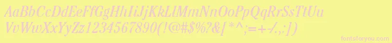 ItcCheltenhamLtBookCondensedItalic Font – Pink Fonts on Yellow Background