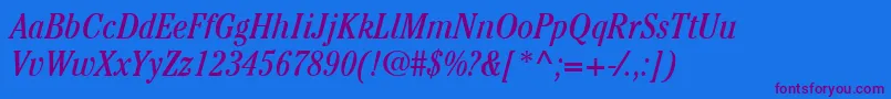 ItcCheltenhamLtBookCondensedItalic Font – Purple Fonts on Blue Background