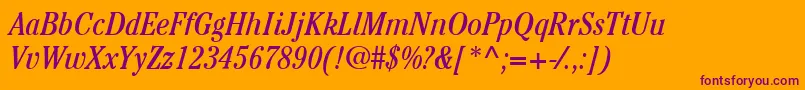 ItcCheltenhamLtBookCondensedItalic Font – Purple Fonts on Orange Background