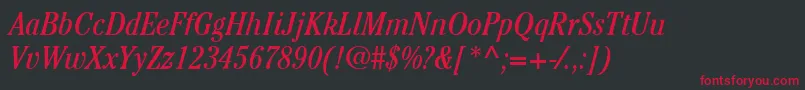 ItcCheltenhamLtBookCondensedItalic Font – Red Fonts on Black Background
