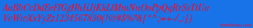 ItcCheltenhamLtBookCondensedItalic Font – Red Fonts on Blue Background