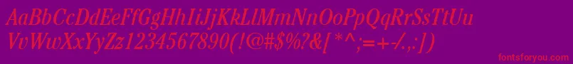 ItcCheltenhamLtBookCondensedItalic Font – Red Fonts on Purple Background
