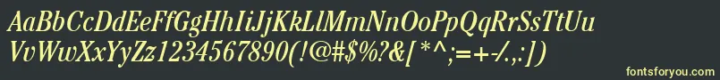 ItcCheltenhamLtBookCondensedItalic Font – Yellow Fonts on Black Background