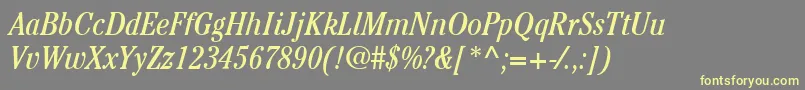 ItcCheltenhamLtBookCondensedItalic Font – Yellow Fonts on Gray Background