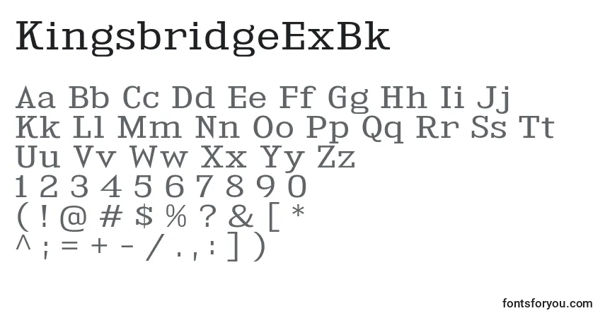 A fonte KingsbridgeExBk – alfabeto, números, caracteres especiais