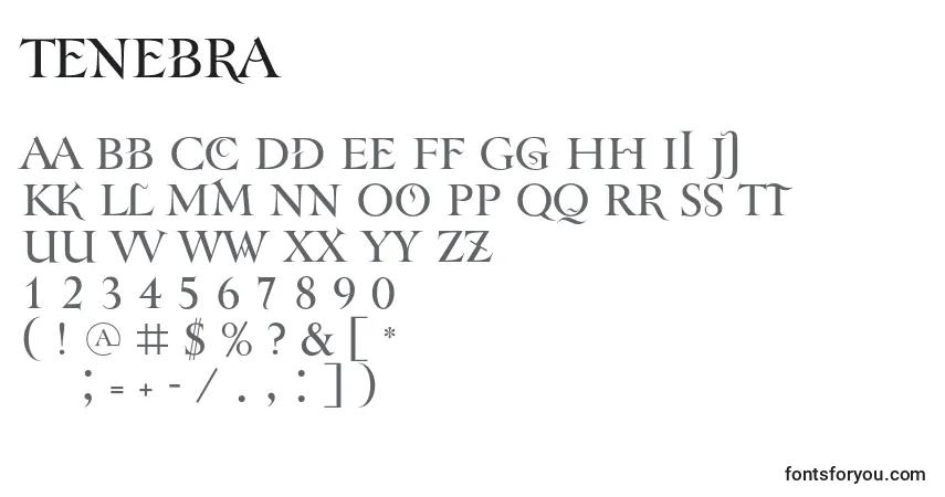 Czcionka Tenebra – alfabet, cyfry, specjalne znaki