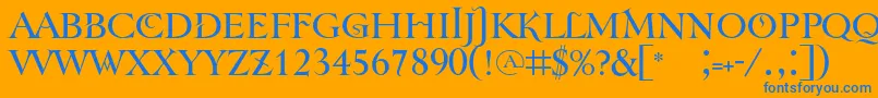 フォントTenebra – オレンジの背景に青い文字