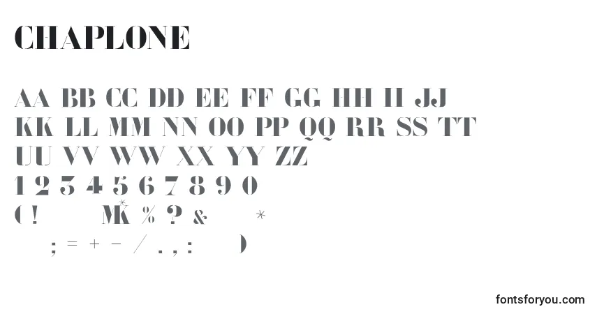 A fonte Chaplone – alfabeto, números, caracteres especiais