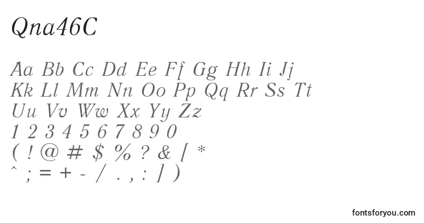 A fonte Qna46C – alfabeto, números, caracteres especiais