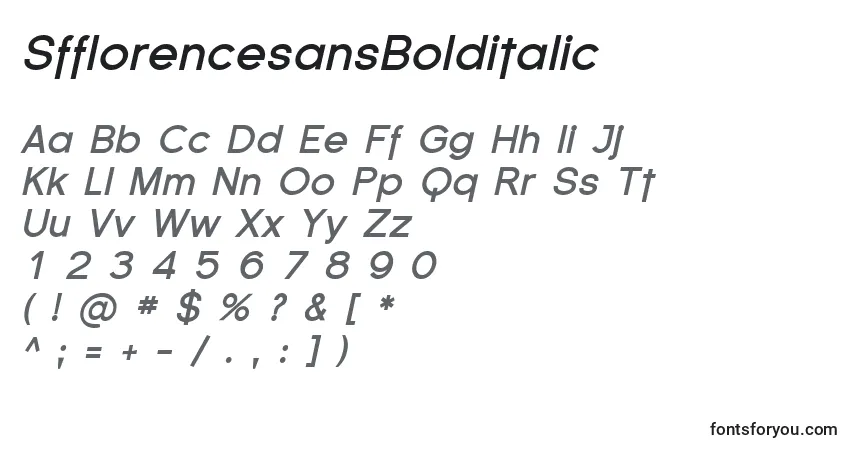 Шрифт SfflorencesansBolditalic – алфавит, цифры, специальные символы