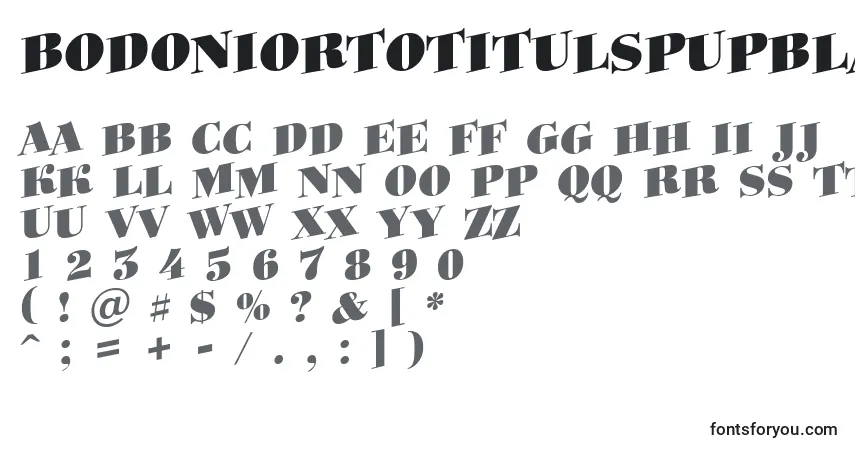 Czcionka Bodoniortotitulspupblack – alfabet, cyfry, specjalne znaki