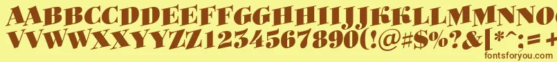 Bodoniortotitulspupblack Font – Brown Fonts on Yellow Background