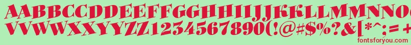 Bodoniortotitulspupblack Font – Red Fonts on Green Background