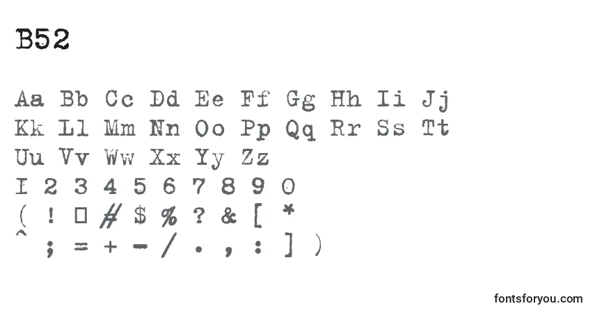 A fonte B52 – alfabeto, números, caracteres especiais