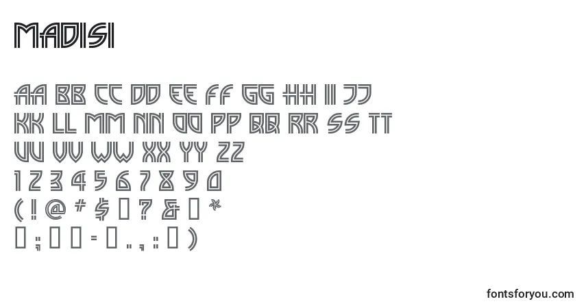 A fonte Madisi – alfabeto, números, caracteres especiais
