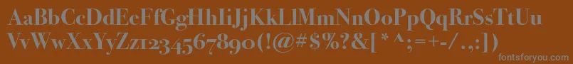 Bodoni72oscBold-Schriftart – Graue Schriften auf braunem Hintergrund