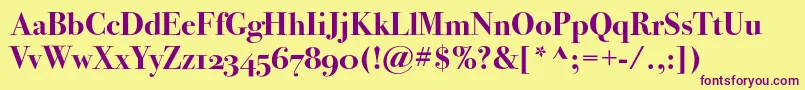 Bodoni72oscBold-Schriftart – Violette Schriften auf gelbem Hintergrund