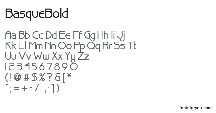 Шрифт BasqueBold – алфавит, цифры, специальные символы