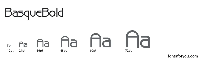 Размеры шрифта BasqueBold