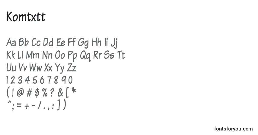 Czcionka Komtxtt – alfabet, cyfry, specjalne znaki
