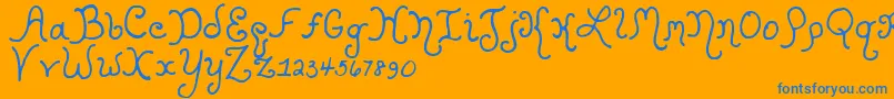 KristenCurly-Schriftart – Blaue Schriften auf orangefarbenem Hintergrund