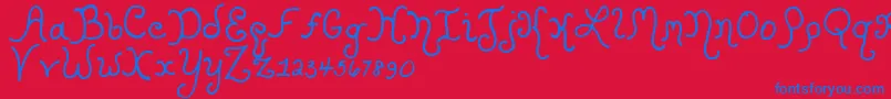 Czcionka KristenCurly – niebieskie czcionki na czerwonym tle