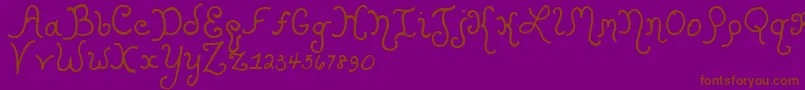 フォントKristenCurly – 紫色の背景に茶色のフォント